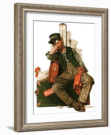 "Asleep on the Job", August 29,1925-Norman Rockwell-Framed Giclee Print