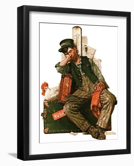 "Asleep on the Job", August 29,1925-Norman Rockwell-Framed Giclee Print