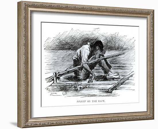 Asleep on the Raft, Illustration from 'The Adventures of Huckleberry Finn', by Mark Twain-Edward Windsor Kemble-Framed Giclee Print