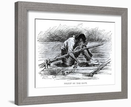 Asleep on the Raft, Illustration from 'The Adventures of Huckleberry Finn', by Mark Twain-Edward Windsor Kemble-Framed Giclee Print