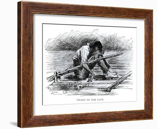 Asleep on the Raft, Illustration from 'The Adventures of Huckleberry Finn', by Mark Twain-Edward Windsor Kemble-Framed Giclee Print