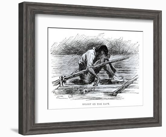 Asleep on the Raft, Illustration from 'The Adventures of Huckleberry Finn', by Mark Twain-Edward Windsor Kemble-Framed Giclee Print