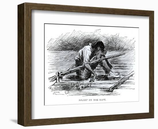 Asleep on the Raft, Illustration from 'The Adventures of Huckleberry Finn', by Mark Twain-Edward Windsor Kemble-Framed Giclee Print