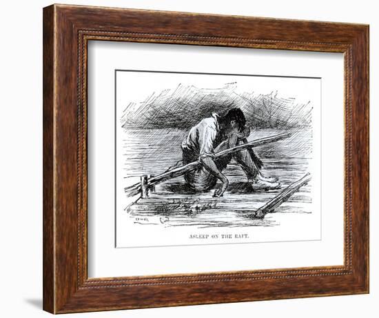 Asleep on the Raft, Illustration from 'The Adventures of Huckleberry Finn', by Mark Twain-Edward Windsor Kemble-Framed Giclee Print