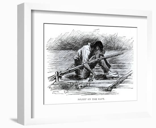 Asleep on the Raft, Illustration from 'The Adventures of Huckleberry Finn', by Mark Twain-Edward Windsor Kemble-Framed Giclee Print