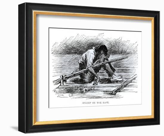 Asleep on the Raft, Illustration from 'The Adventures of Huckleberry Finn', by Mark Twain-Edward Windsor Kemble-Framed Giclee Print