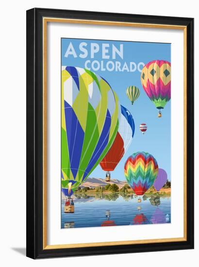 Aspen, Colorado - Hot Air Balloons-Lantern Press-Framed Art Print