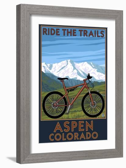 Aspen, Colorado - Ride the Trails, Mountain Bike-Lantern Press-Framed Art Print