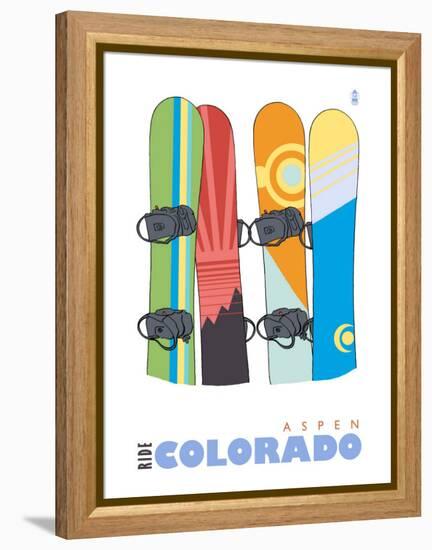 Aspen, Colorado, Snowboards in the Snow-Lantern Press-Framed Stretched Canvas