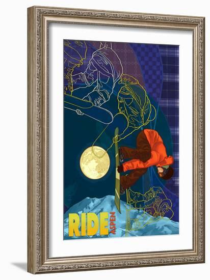 Aspen, Colorado - Timelapse Snowboarder-Lantern Press-Framed Art Print