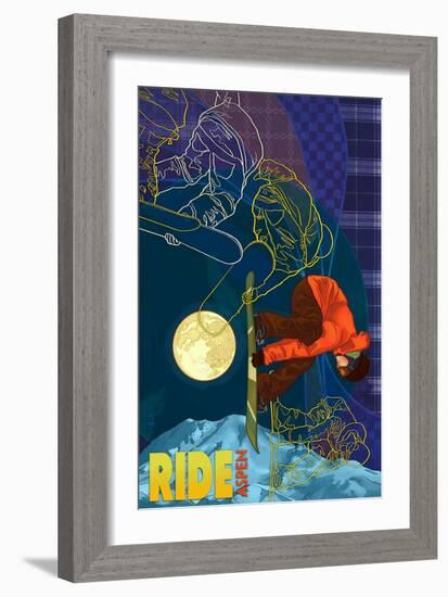 Aspen, Colorado - Timelapse Snowboarder-Lantern Press-Framed Art Print