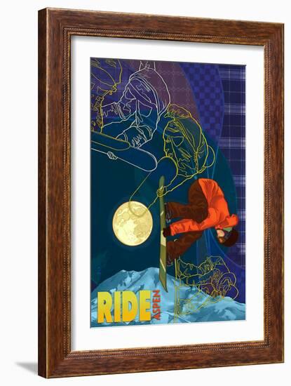 Aspen, Colorado - Timelapse Snowboarder-Lantern Press-Framed Art Print