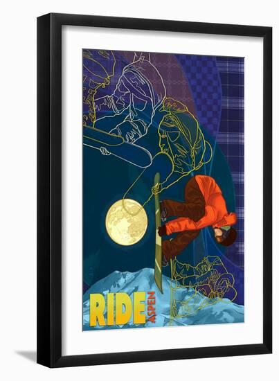 Aspen, Colorado - Timelapse Snowboarder-Lantern Press-Framed Art Print