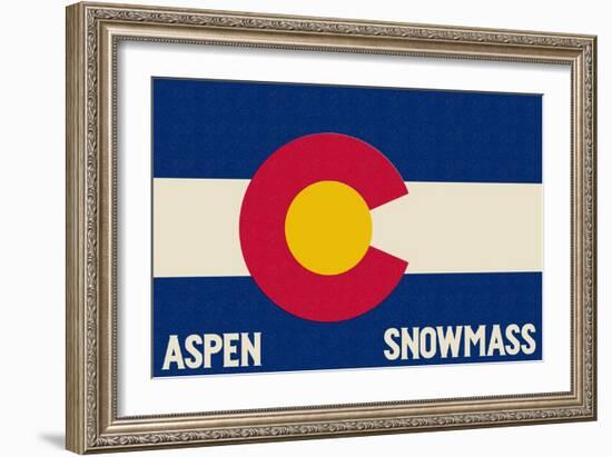 Aspen - Snowmass, Colorado State Flag-Lantern Press-Framed Art Print