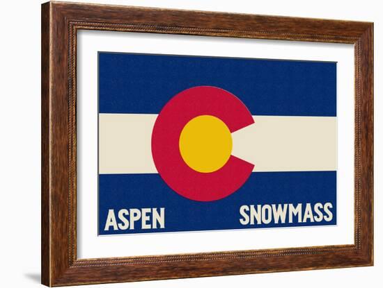 Aspen - Snowmass, Colorado State Flag-Lantern Press-Framed Art Print