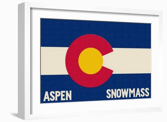 Aspen - Snowmass, Colorado State Flag-Lantern Press-Framed Art Print