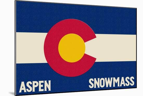 Aspen - Snowmass, Colorado State Flag-Lantern Press-Mounted Art Print