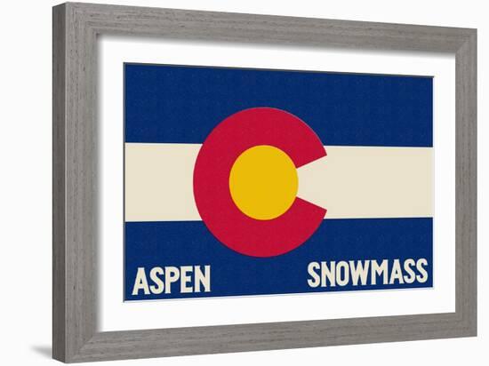 Aspen - Snowmass, Colorado State Flag-Lantern Press-Framed Premium Giclee Print