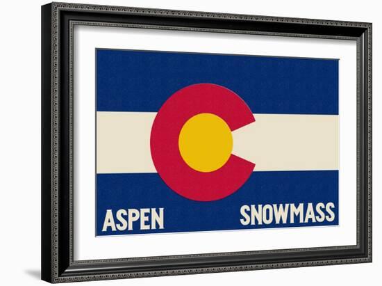 Aspen - Snowmass, Colorado State Flag-Lantern Press-Framed Premium Giclee Print