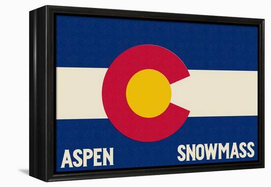 Aspen - Snowmass, Colorado State Flag-Lantern Press-Framed Stretched Canvas