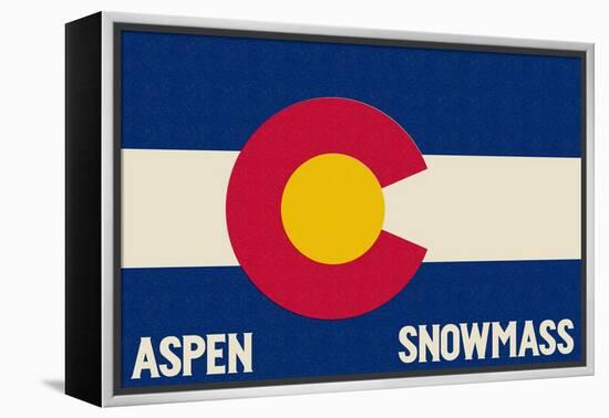 Aspen - Snowmass, Colorado State Flag-Lantern Press-Framed Stretched Canvas