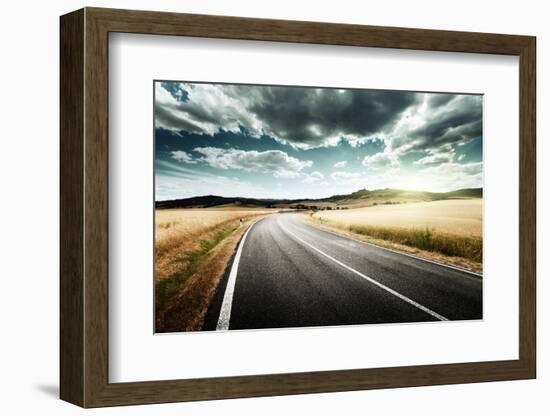 Asphalt Road in Tuscany Italy-Iakov Kalinin-Framed Photographic Print