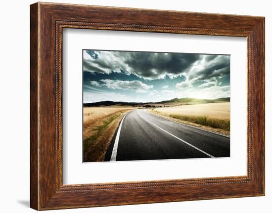 Asphalt Road in Tuscany Italy-Iakov Kalinin-Framed Photographic Print