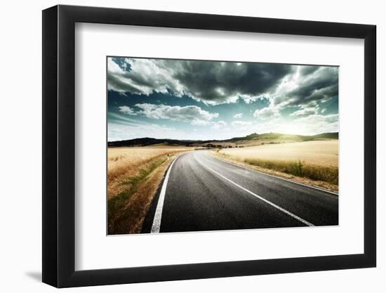 Asphalt Road in Tuscany Italy-Iakov Kalinin-Framed Photographic Print