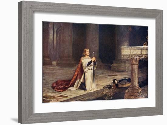 Aspirant Knight Keeping Vigil of Arms for Entry into Knighthood, Illustration from 'Romance and…-John Pettie-Framed Giclee Print