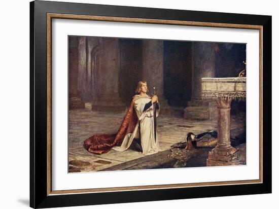 Aspirant Knight Keeping Vigil of Arms for Entry into Knighthood, Illustration from 'Romance and…-John Pettie-Framed Giclee Print