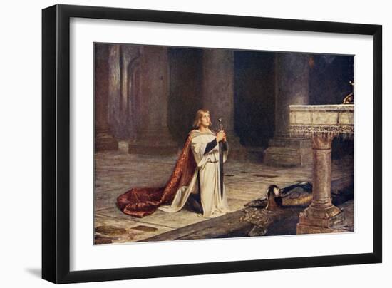 Aspirant Knight Keeping Vigil of Arms for Entry into Knighthood, Illustration from 'Romance and…-John Pettie-Framed Giclee Print