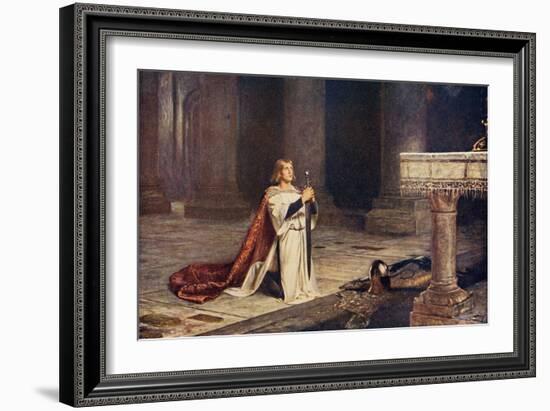 Aspirant Knight Keeping Vigil of Arms for Entry into Knighthood, Illustration from 'Romance and…-John Pettie-Framed Giclee Print