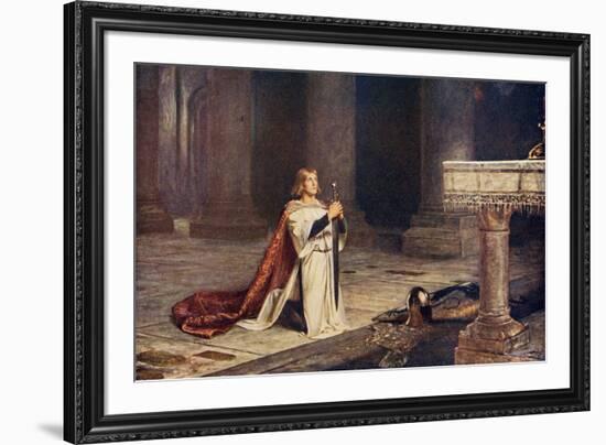 Aspirant Knight Keeping Vigil of Arms for Entry into Knighthood, Illustration from 'Romance and…-John Pettie-Framed Giclee Print