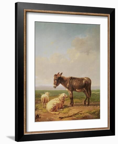 Ass and Sheep, 1849 (Oil)-Eugene Joseph Verboeckhoven-Framed Giclee Print