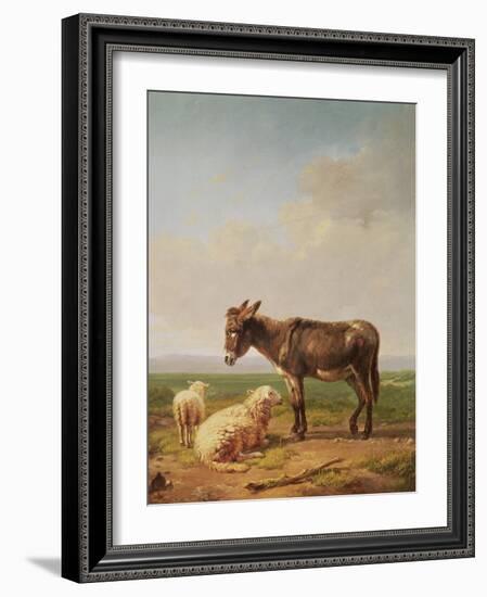 Ass and Sheep, 1849 (Oil)-Eugene Joseph Verboeckhoven-Framed Giclee Print