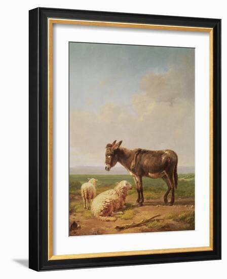 Ass and Sheep, 1849 (Oil)-Eugene Joseph Verboeckhoven-Framed Giclee Print