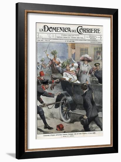 Assassination of Franz Ferdinand, Archduke of Austria, and His Wife Sophie, in Sarajevo-Stefano Bianchetti-Framed Giclee Print