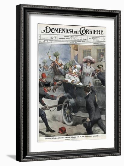 Assassination of Franz Ferdinand, Archduke of Austria, and His Wife Sophie, in Sarajevo-Stefano Bianchetti-Framed Giclee Print