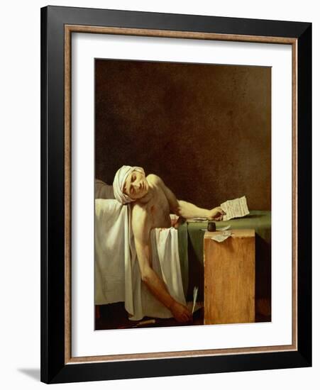 Assassination of Jean-Paul Marat in His Bath, 1793-Jacques-Louis David-Framed Giclee Print