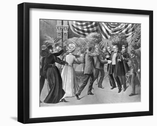 Assassination of President Mckinley (Wash Drawing)-T. Dart Walker-Framed Giclee Print