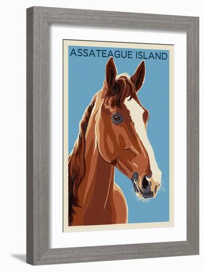 Assateague Island - Horse - Letterpress-Lantern Press-Framed Art Print