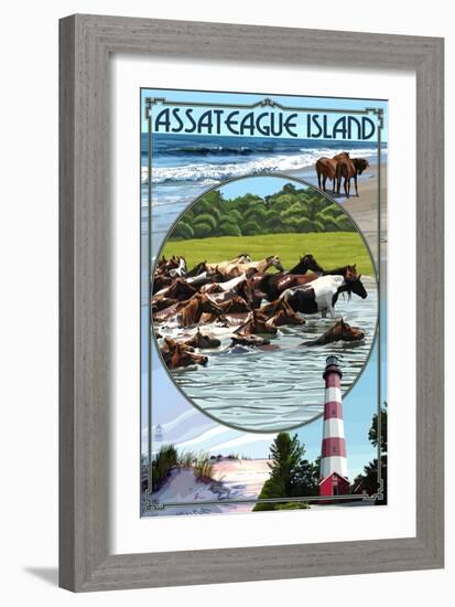 Assateague Island - Montage-Lantern Press-Framed Art Print