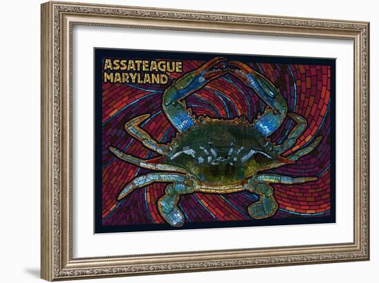 Assateague, Maryland - Blue Crab Mosaic-Lantern Press-Framed Art Print