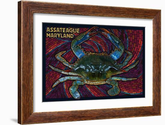 Assateague, Maryland - Blue Crab Mosaic-Lantern Press-Framed Art Print