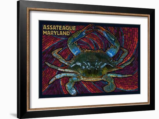 Assateague, Maryland - Blue Crab Mosaic-Lantern Press-Framed Art Print