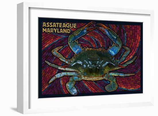 Assateague, Maryland - Blue Crab Mosaic-Lantern Press-Framed Art Print