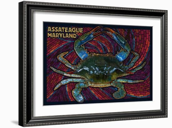 Assateague, Maryland - Blue Crab Mosaic-Lantern Press-Framed Art Print