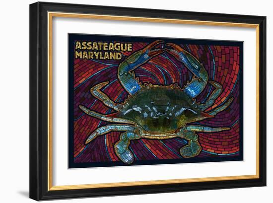 Assateague, Maryland - Blue Crab Mosaic-Lantern Press-Framed Art Print