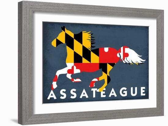 Assateague, Maryland - Horse Flag-Lantern Press-Framed Art Print