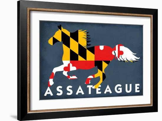 Assateague, Maryland - Horse Flag-Lantern Press-Framed Art Print